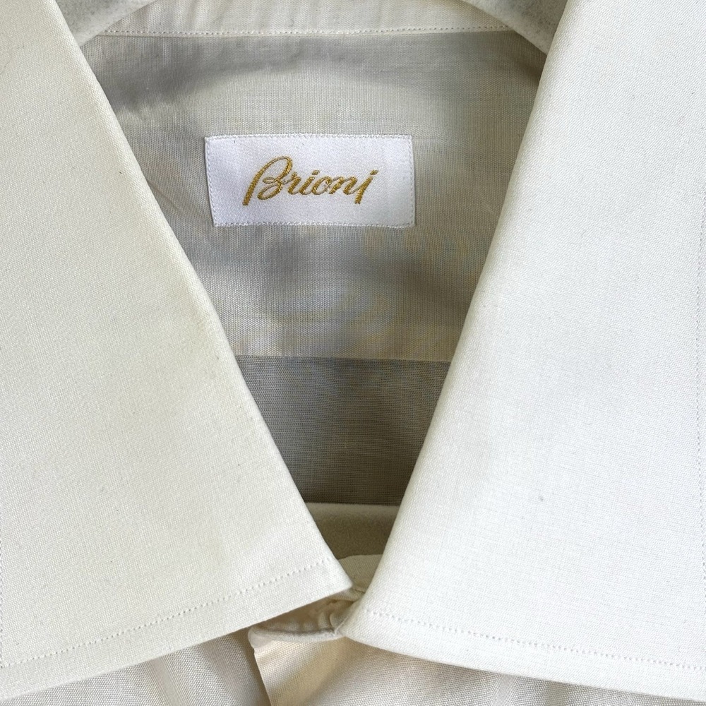Brioni Mens L/S Dress Shirt 100% Cotton Size XL  (18.5 - 47 ) Light Yellow Italy